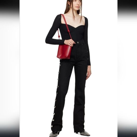 KHAITE Danielle Black Studded High Waist Jeans - Picture 13 of 13